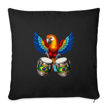 Brazilian Parrot - Sofa pillowcase 17,3'' x 17,3'' (45 x 45 cm) - black - Front
