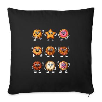 Biscuits amusants - Housse de coussin décorative 45 x 45 cm - noir - Devant