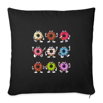 Funny Donuts - Sofa pillowcase 17,3'' x 17,3'' (45 x 45 cm) - black - Front