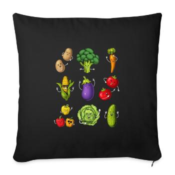 Drôles de légumes - Housse de coussin décorative 45 x 45 cm - noir - Devant