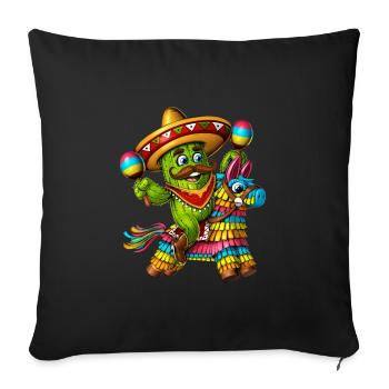 Cactus mexicain chevauchant Pinata - Housse de coussin décorative 45 x 45 cm - noir - Devant