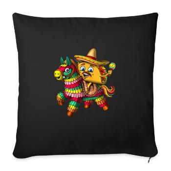 Pinata mexicaine à tacos - Housse de coussin décorative 45 x 45 cm - noir - Devant
