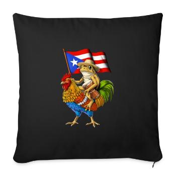Puerto Rican Coqui Frog Riding Rooster - Sofa pillowcase 17,3'' x 17,3'' (45 x 45 cm) - black - Front