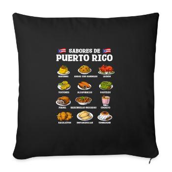 Puerto Rico Foods - Sofa pillowcase 17,3'' x 17,3'' (45 x 45 cm) - black - Front