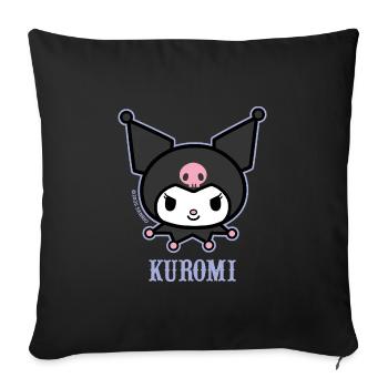 Kuromi Portrait Mit Schriftzug - Sofakissenbezug 45 x 45 cm - Schwarz - Vorne