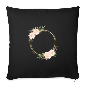 Flowers Circle Pastel customizable - Sofa pillowcase 17,3'' x 17,3'' (45 x 45 cm) - black - Front