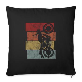 Bobber motocycliste rétro Moto Chopper - Housse de coussin décorative 45 x 45 cm - noir - Devant
