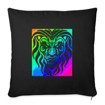 Lion | Animal | Predator | Roar - Sofa pillowcase 17,3'' x 17,3'' (45 x 45 cm) - black - Front