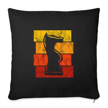 Pièce d’échecs Rétro Joueur d’échecs Checkmate Chessmat Chess - Housse de coussin décorative 45 x 45 cm - noir - Devant