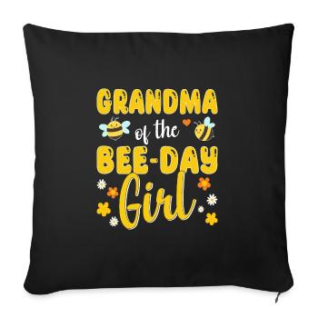 Grandma of the Bee Day Girl's Birthday - Sofa pillowcase 17,3'' x 17,3'' (45 x 45 cm) - black - Front