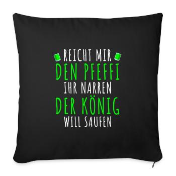 Pfefferminz Likör Pfeffi Vatertag Sauf - Sofakissenbezug 45 x 45 cm - Schwarz - Vorne