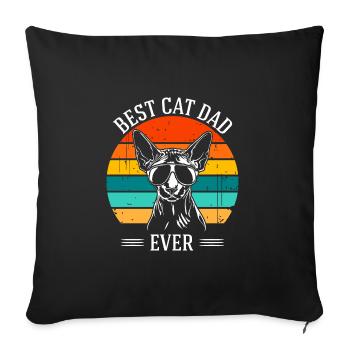 Best Cat Dad Ever Sphynx Cat Cats Wilsigns - Sofa pillowcase 17,3'' x 17,3'' (45 x 45 cm) - black - Front