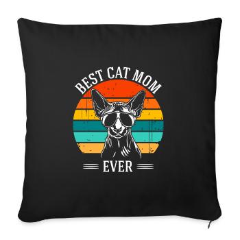Best Cat Mom Ever Sphynx Cat Cats Wilsigns - Sofa pillowcase 17,3'' x 17,3'' (45 x 45 cm) - black - Front