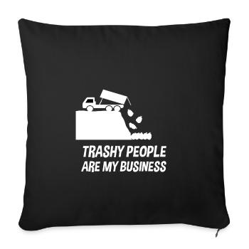 Poubelle d'élimination des ordures disant idée cadeau blague - Housse de coussin décorative 45 x 45 cm - noir - Devant