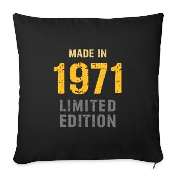 Fabriqué en 1971 - Né en 1971 - Housse de coussin décorative 45 x 45 cm - noir - Devant
