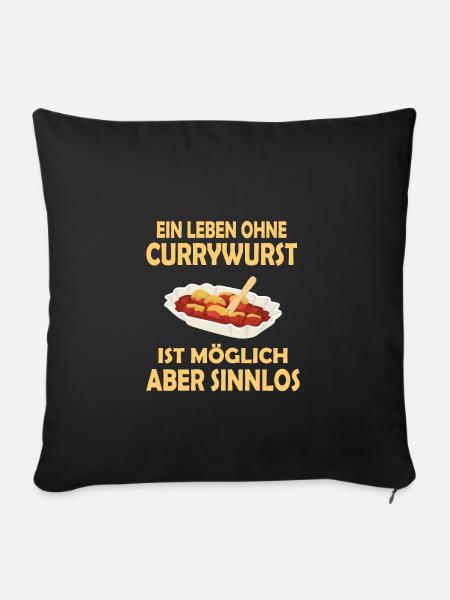 Currywurst essen - Sofakissenbezug 45 x 45 cm - Schwarz