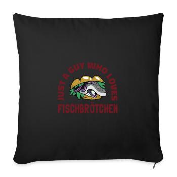 Fischbrötchen mit Pommes - Sofakissenbezug 45 x 45 cm - Schwarz - Vorne