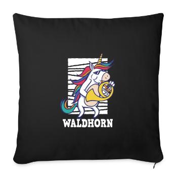 Waldhorn Hornspieler Waldhorn-Spieler - Sofakissenbezug 45 x 45 cm - Schwarz - Vorne