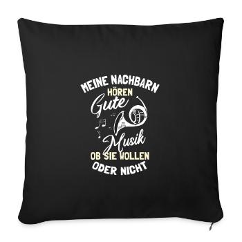 Waldhorn Hornspieler Waldhorn-Spieler - Sofakissenbezug 45 x 45 cm - Schwarz - Vorne