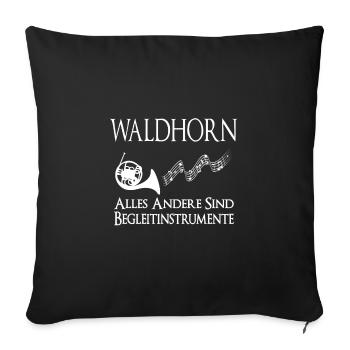 Waldhorn Hornspieler Waldhorn-Spieler - Sofakissenbezug 45 x 45 cm - Schwarz - Vorne