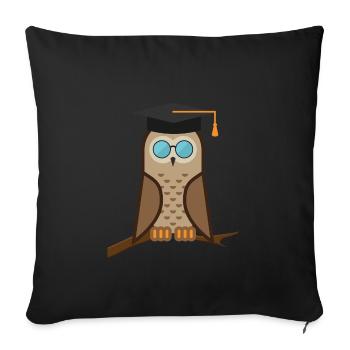 braune Eule Hedwig mit Sonnenbrille | Eulen Design - Sofakissenbezug 45 x 45 cm - Schwarz - Vorne