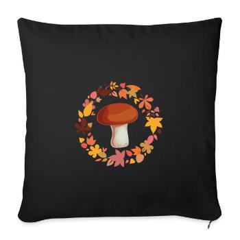 Champignons cueilleurs de champignons - Housse de coussin décorative 45 x 45 cm - noir - Devant