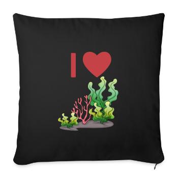 I love algae | Alge Tang Seaweed Botany - Sofa pillowcase 17,3'' x 17,3'' (45 x 45 cm) - black - Front