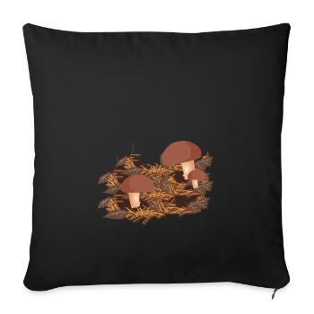 Porcini mushrooms Mushroom pickers Collect mushrooms Mushrooms - Sofa pillowcase 17,3'' x 17,3'' (45 x 45 cm) - black - Front