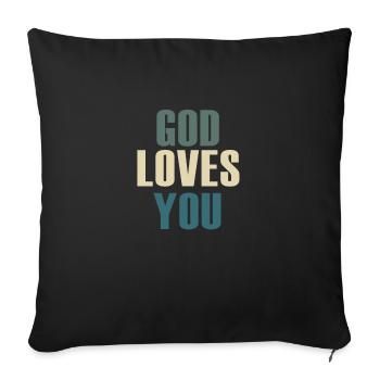 Gott liebt dich christliches Motiv - Sofakissenbezug 45 x 45 cm - Schwarz - Vorne