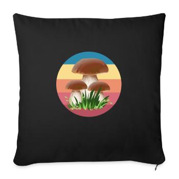 Les cèpes ramassent des champignons cueilleurs de champignons - Housse de coussin décorative 45 x 45 cm - noir - Devant