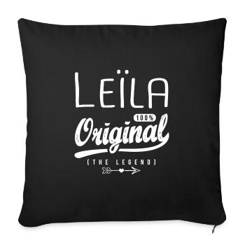 Leïla ORIGINAL personnalisé prénom arabe Leïla - Housse de coussin décorative 45 x 45 cm - noir - Devant