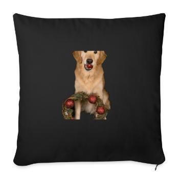 Couronne de l’Avent Golden Retriever des chiens de Noël - Housse de coussin décorative 45 x 45 cm - noir - Devant