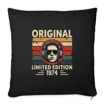 Original 1974 Rétro Anniversaire 1974 Vintage 1974 - Housse de coussin décorative 45 x 45 cm - noir - Devant