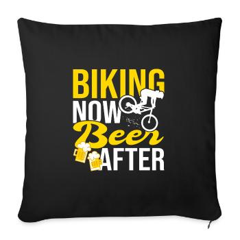Faire du vélo maintenant de la bière après le vélo de montagne Sport bike - Housse de coussin décorative 45 x 45 cm - noir - Devant