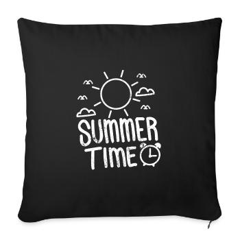 SOMMER ZEIT WARM STRAND URLAUB SONNE SPRUCH MOTIV - Sofakissenbezug 45 x 45 cm - Schwarz - Vorne