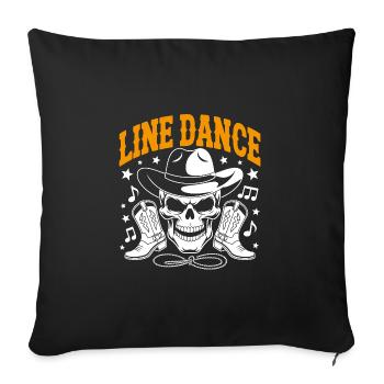 Line Dance Skull with Stetson and Boots and Lasso - Sofa pillowcase 17,3'' x 17,3'' (45 x 45 cm) - black - Front