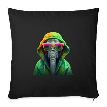 Éléphant Afrique Asie Animal Cool Éléphants Coloré - Housse de coussin décorative 45 x 45 cm - noir - Devant