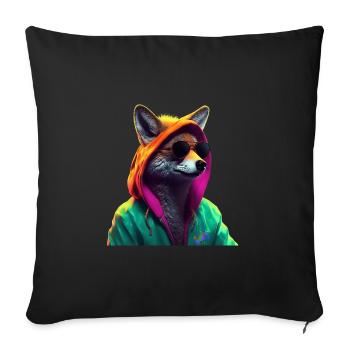 Fox with Sunglasses Colorful Cool Foxes Forest Animal - Sofa pillowcase 17,3'' x 17,3'' (45 x 45 cm) - black - Front