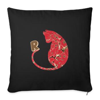 buchstabe r mit katze e 245 - Sofakissenbezug 45 x 45 cm - Schwarz - Vorne