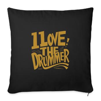 J’adore le batteur - j’adore la batterie - Housse de coussin décorative 45 x 45 cm - noir - Devant
