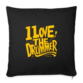 J’adore le batteur - j’adore la batterie - Housse de coussin décorative 45 x 45 cm - noir - Devant