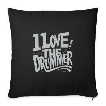 J’adore le batteur - j’adore la batterie - Housse de coussin décorative 45 x 45 cm - noir - Devant