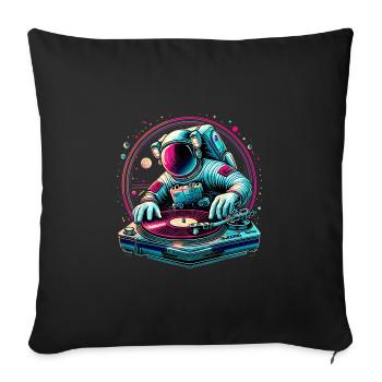 Astronaut DJ Planets DJing in Space - Sofa pillowcase 17,3'' x 17,3'' (45 x 45 cm) - black - Front
