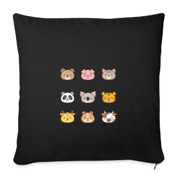 Autocollants Kawaii - Housse de coussin décorative 45 x 45 cm - noir - Devant