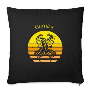 Logo rétro signe astrologique "Gémeaux" - Housse de coussin décorative 45 x 45 cm - noir - Devant