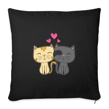 Süße Katze Rotes Herz Geschenk für ihn ihre Katze Liebhaber - Sofakissenbezug 45 x 45 cm - Schwarz - Vorne