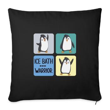bain de glace cryothérapie bain de glace pingouin kneipp - Housse de coussin décorative 45 x 45 cm - noir - Devant