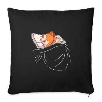 Cochon d’Inde Dormant Cadeau Doux Animal de compagnie - Housse de coussin décorative 45 x 45 cm - noir - Devant