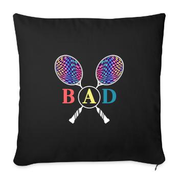 raquette de badminton crossminton - Housse de coussin décorative 45 x 45 cm - noir - Devant