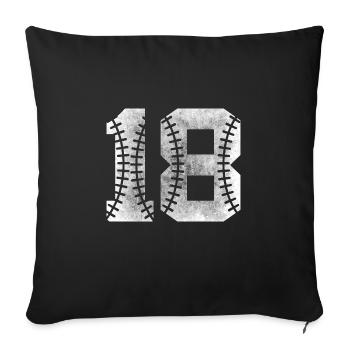 Numéro de baseball 18 numéro de maillot préféré - Housse de coussin décorative 45 x 45 cm - noir - Devant